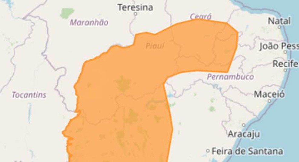 Inmet emite alerta laranja de perigo de baixa umidade para 73 municípios da Paraíba — Foto: Reprodução/Inmet