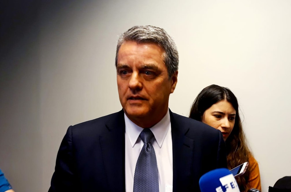 Roberto Azevedo, diretor geral da OMC, em evento em São Paulo nesta quinta-feira (21) — Foto: Tais Laporta/G1