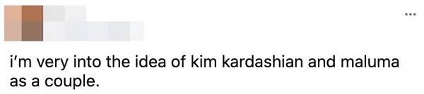 Uma pessoa no Twitter incentivando um possível affair entre a socialite Kim Kardashian e o músico colombiano Maluma (Foto: Instagram)
