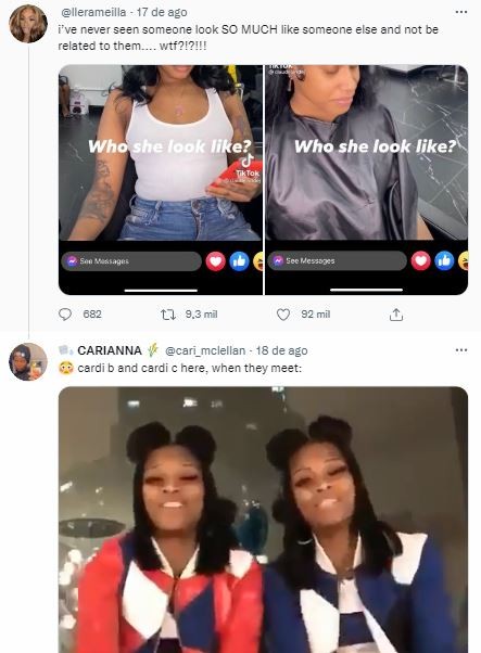 Fãs se chocam com a semelhança entre Ashley e Cardi B (Foto: Reprodução / Twitter)