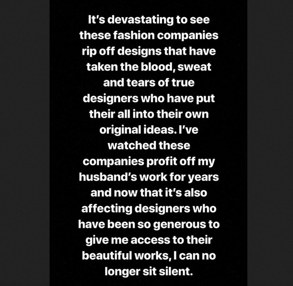 O post de Kim Kardashian lamentando o uso de sua imagem sem autorização por marcas de roupas (Foto: Instagram)