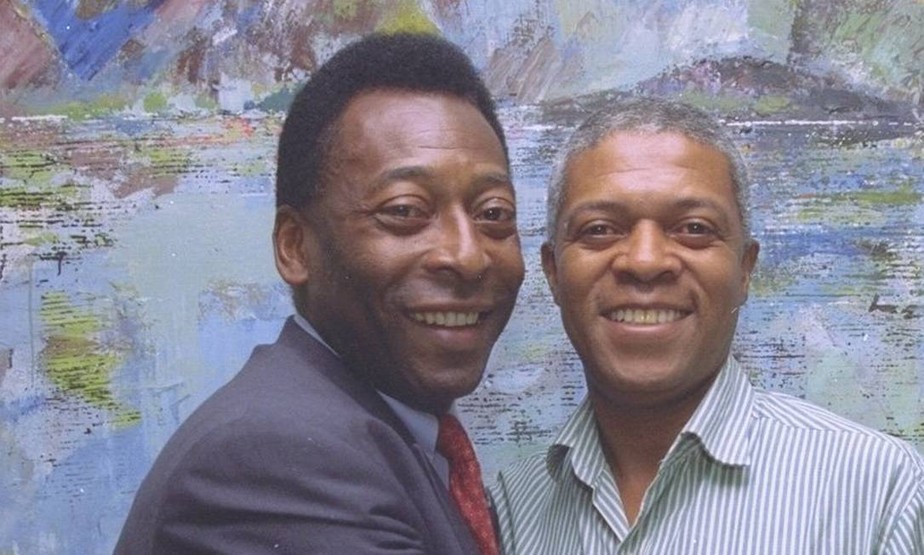 Pelé e o jornalista Antônio Roberto Arruda, o Arrudinha
