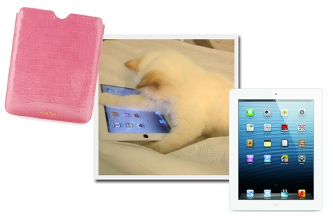 Karl afirma que Chou-chou adora brincar com o iPad (a partir R$ 2.079 na Apple Store). Nada melhor, portanto, que um case de croco Miu Miu (€ 240 euros, sem taxas, no My Theresa)