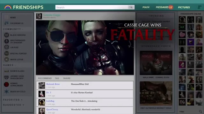 Fatality de Cassie Cage em Mortal Kombat X tem direito a selfie, post em rede social e at? coment?rios (Foto: Reprodu??o/YouTube)