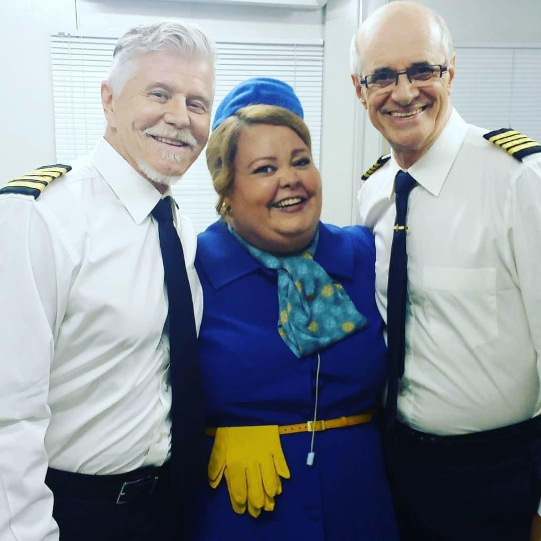 Hélady Araújo com Miguel Falabella e Marcos Caruso em Brasil a Bordo (Foto: Arquivo pessoal)