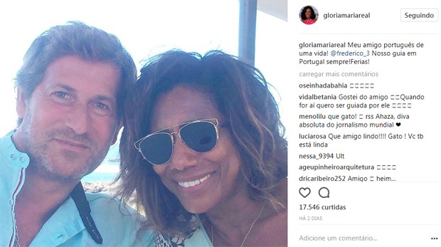Glória Maria e o piloto Federico Fernandes (Foto: Reprodução/Instagram)