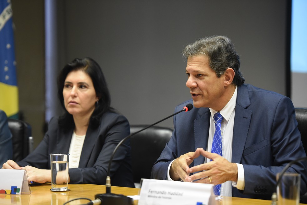A ministra do Planejamento, Simone Tebet, e o ministro da Fazenda, Fernando Haddad — Foto: Ton Molina/Agência O Globo