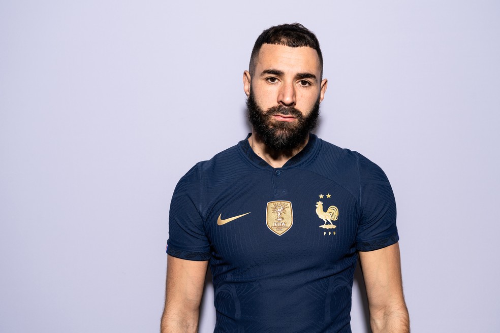 Mesmo machucado, Benzema segue inscrito pela França na Copa do Mundo — Foto: Michael Regan - FIFA/FIFA via Getty Images