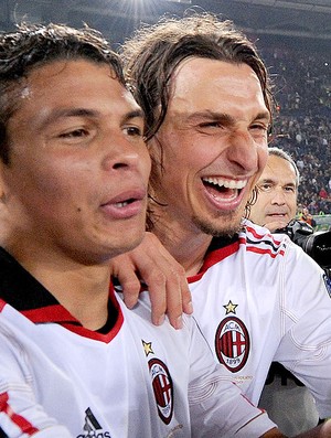 Thiago Silva e Ibrahimovic no Milan (Foto: Getty Images)