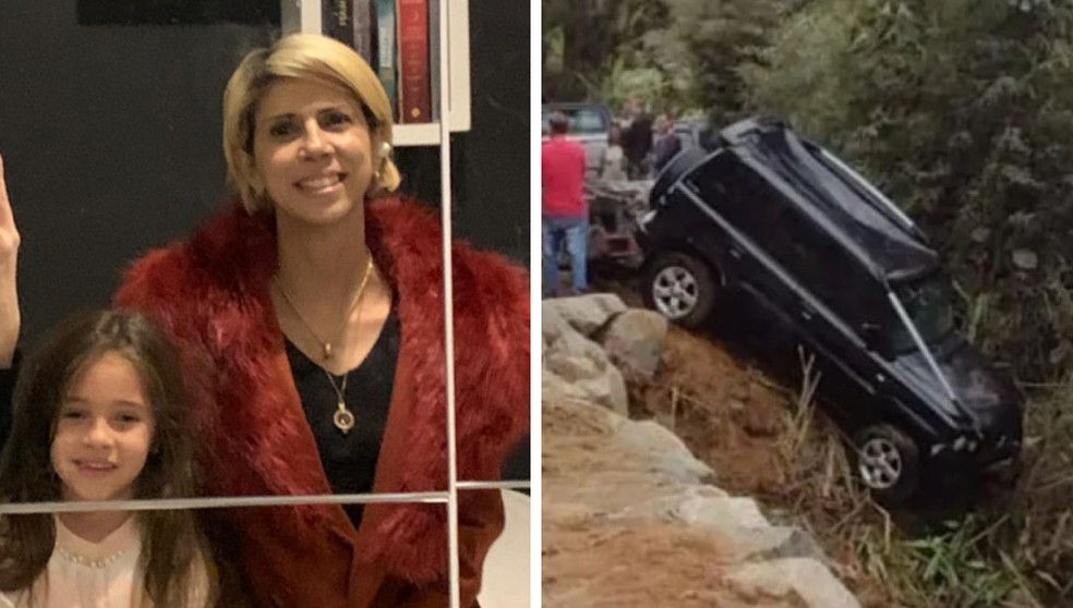 Carro foi retirado da água na tarde desta segunda-feira — Foto: Redes sociais/ Reprodução e  Larissa Tambozetti/ Arquivo Pessoal