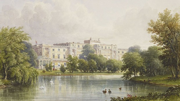 Aquarela do jardim e lago particular do palácio de Buckingham datada de agosto de 1839 (Foto: The Royal Collection Trust / Divulgação)