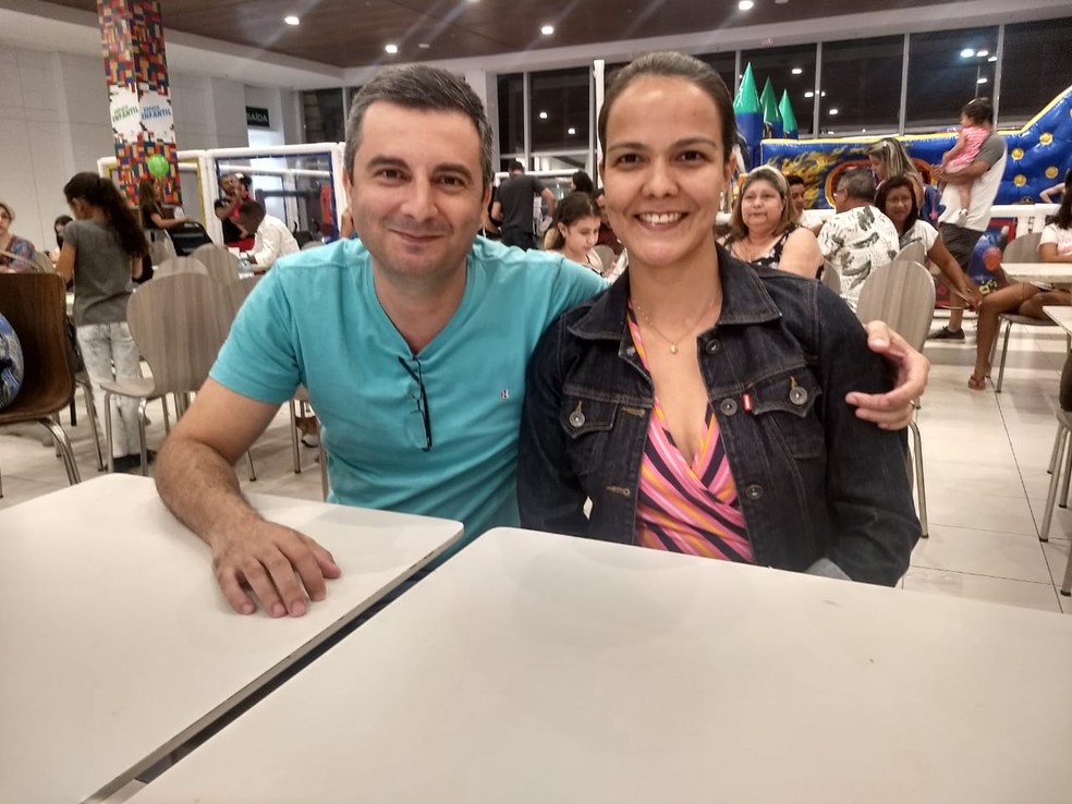 Jornalista Renato Pereira e a esposa Lilian Lima prestigiaram a apresentadora de Rondônia — Foto: Diêgo Holanda/G1