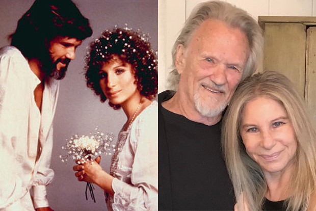 Barbra Streisand e Kris Kristofferson em Nasce uma Estrela (1976) e em 2019 (Foto: Reprodução)