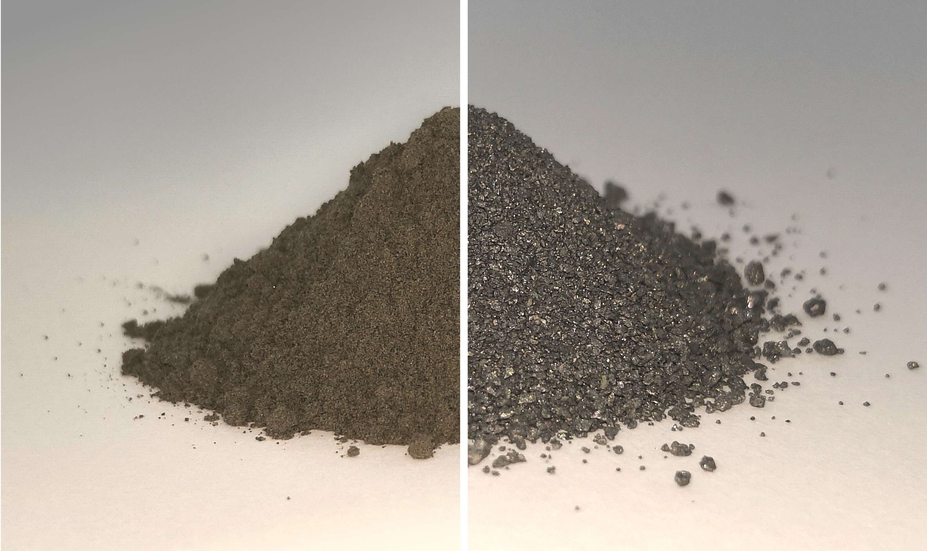 Cientistas estão criando usina para transformar poeira da Lua em oxigênio. Na imagem: amostra de solo lunar antes e depois do processo químico (Foto: ESA)