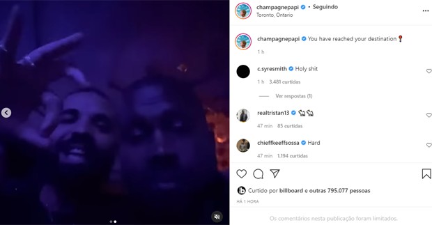 Drake posta vídeo com Kanye West em festa (Foto: Reprodução/Instagram)