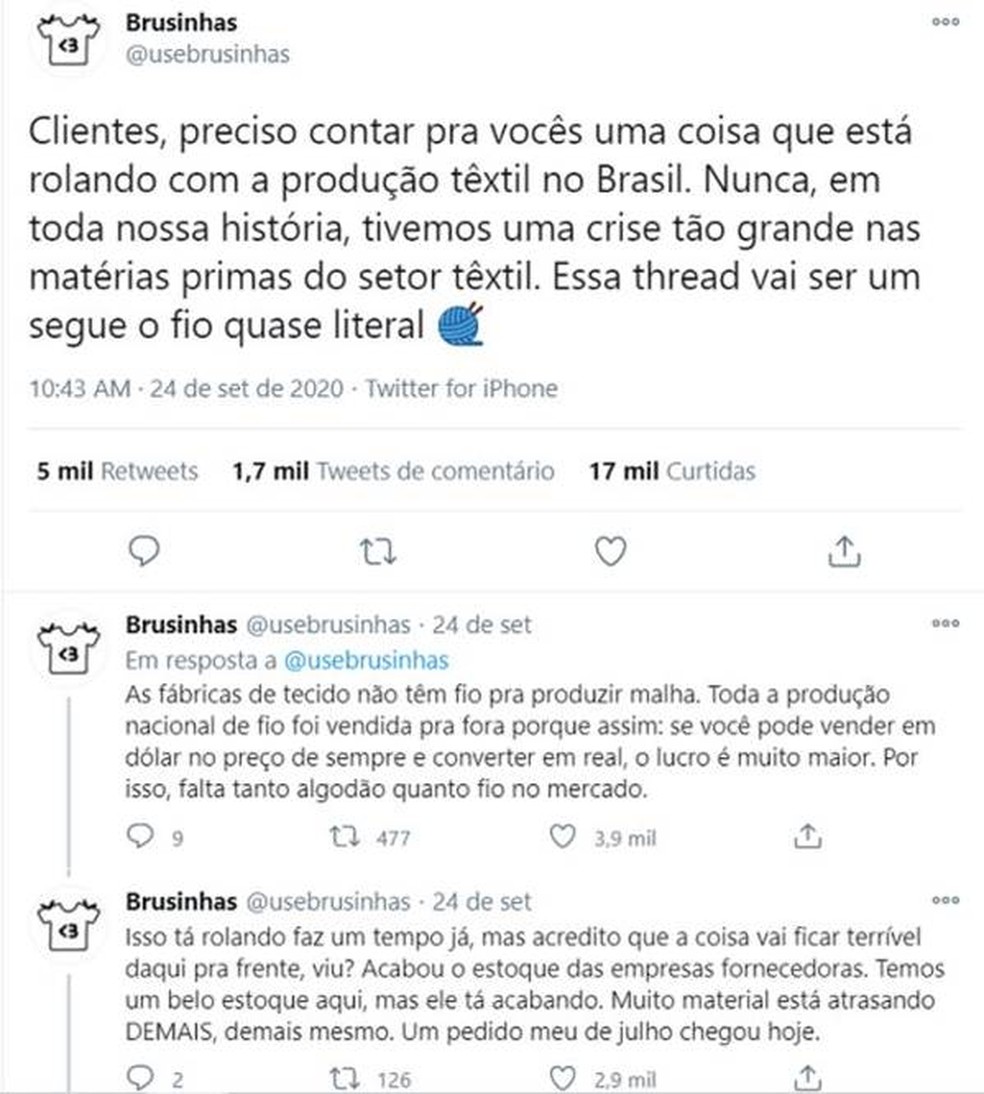 Loja de roupas explica motivo do aumento de preços — Foto: Reprodução