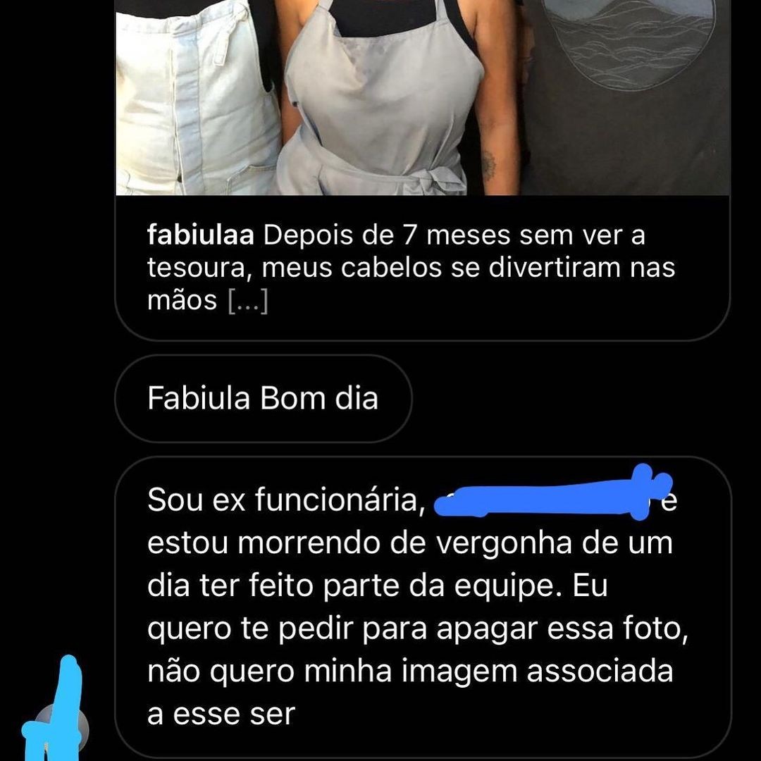 Fabiula Nascimento mostra conversa com profissional que trabalha com Bruno Dantteo (Foto: Reprodução Instagram)