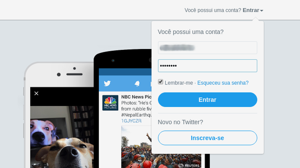 Fazendo login no Twitter (Foto: Edivaldo Brito/TechTudo)