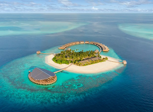 Vista aérea do Resort nas ilhas Maldivas (Foto: Instagram / kudadoomaldives)