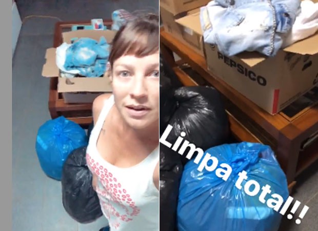 Luana Piovani mostra sacos e caixas com pertences que serão vendidos  (Foto: Reprodução)