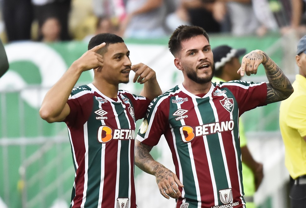 Nathan comemora gol do Fluminense contra o Flamengo — Foto: André Durão