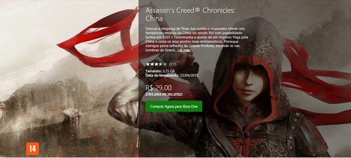 Página do game na Xbox LIVE Store (Foto: Reprodução/André Mello)