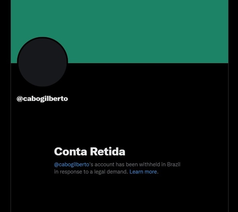 Perfil oficial no Twitter informava retenção da conta do parlamentar — Foto: Reprodução/Twitter