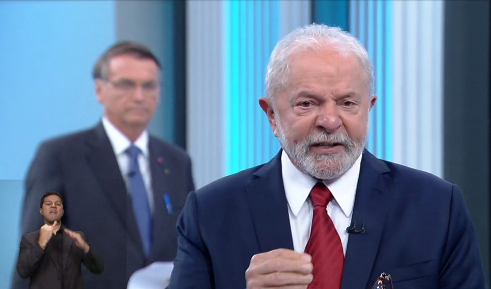 Lula e Bolsonaro no debate da Globo — Foto: Lula e Bolsonaro no debate da Globo / Reprodução