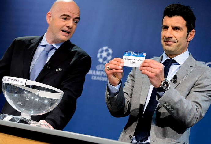 Figo Sorteio liga dos campeões quartas de final 2014 (Foto: Agência AFP) Figo Sorteio liga dos campeões quartas de final 2014 (Foto: Agência AFP)