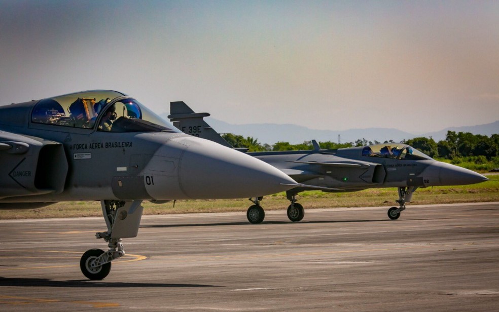 Caças F-39 Gripen — Foto: Divulgação/Sgt Viegas/Força Aérea Brasileira