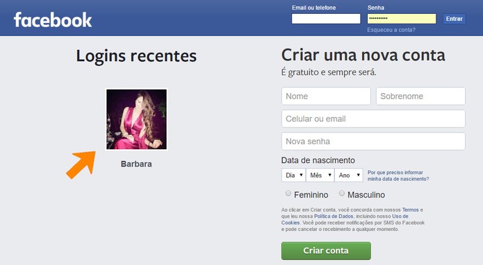 Veja como remover o login por foto de perfil no Facebook pelo PC (Foto: Reprodução/Barbara Mannara)