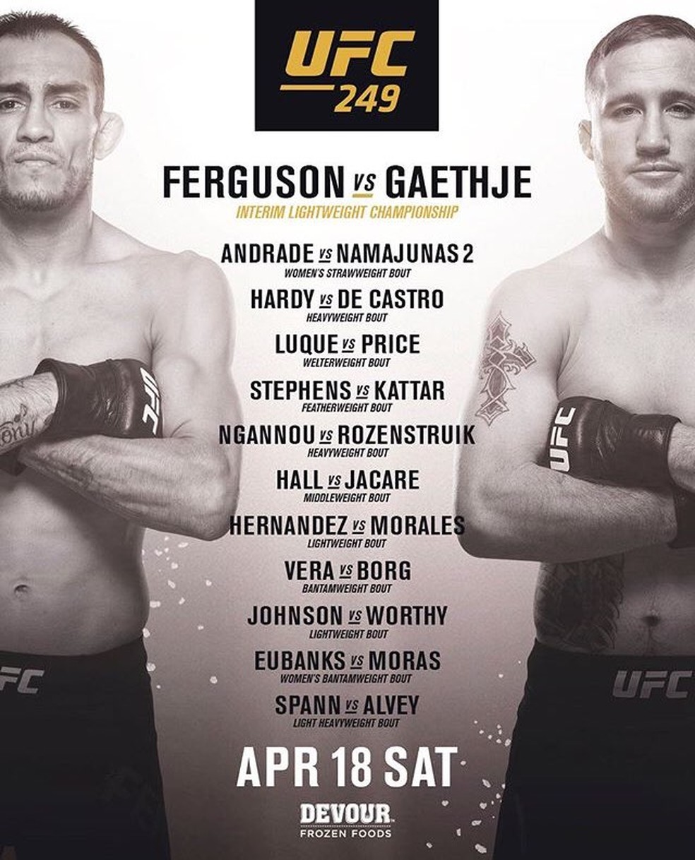Card completo do UFC 249 — Foto: Divulgação