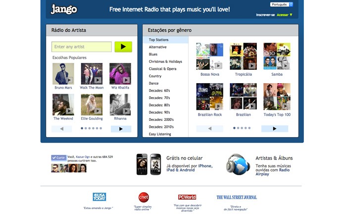 O Jango oferece versão desktop com dois layouts e app mobile (Foto: Reprodução/André Sugai)