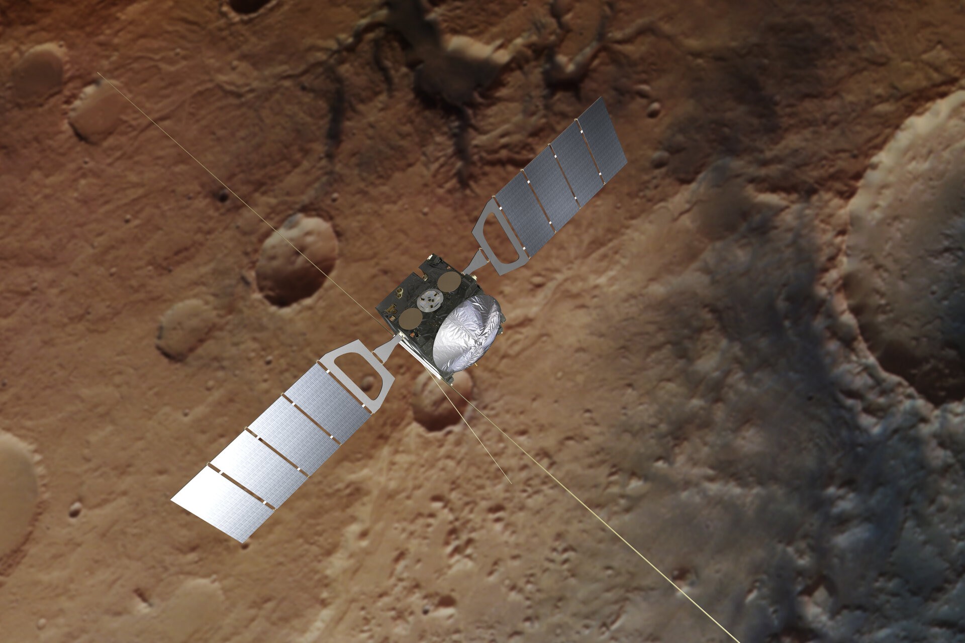 Sonda Mars Express, em órbita ao redor de Marte, foi lançada em 2003 (Foto: Reprodução/ESA)