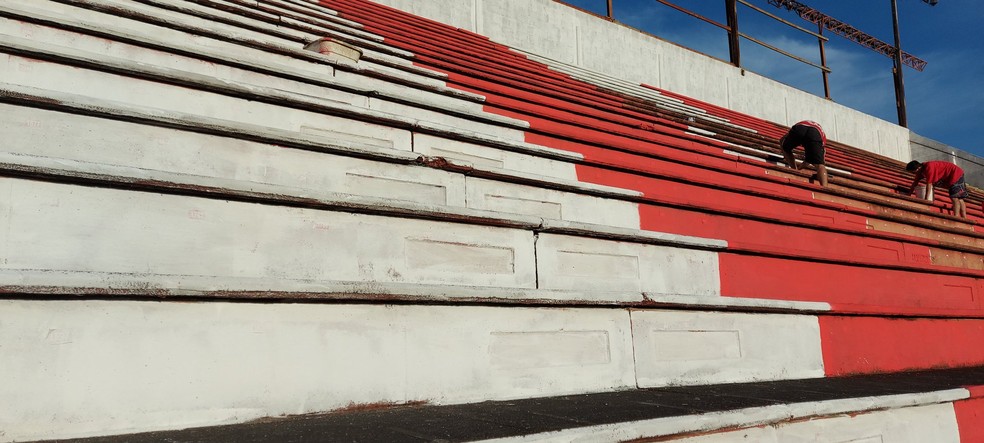 Torcida do Hercílio Luz pinta o estádio Aníbal Costa — Foto: Arquivo Pessoal/Camila Mattos