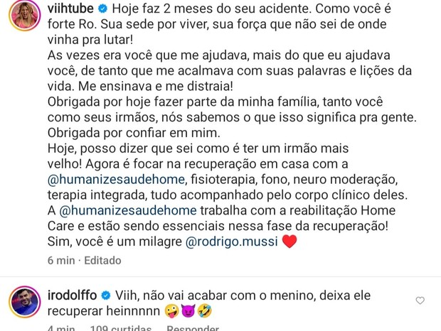 Rodolffo é criticado após comentário sobre Rodrigo Mussi e Viih Tube (Foto: Reprodução/Instagram)