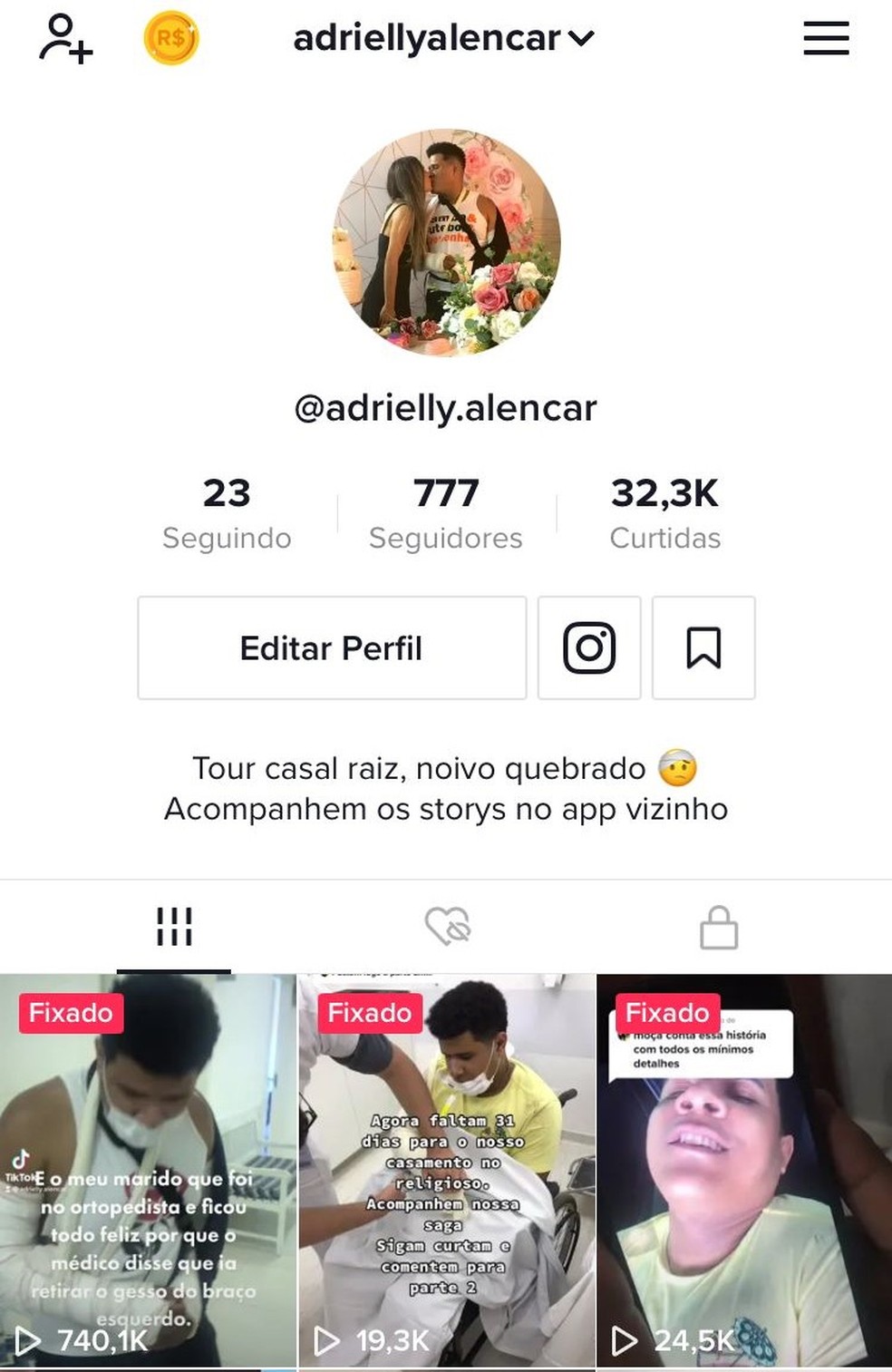 Vídeos do casal viralizaram e passaram a receber milhares de visualizações em Cubatão, SP — Foto: Reprodução/Redes Sociais