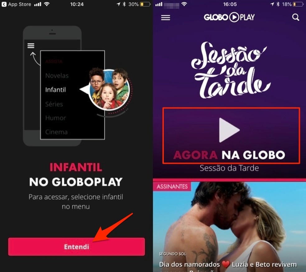 Ação para iniciar o aplicativo Globo Play e assistir a programação ao vivo na tela do tablet ou do celular (Foto: Reprodução/Marvin Costa)