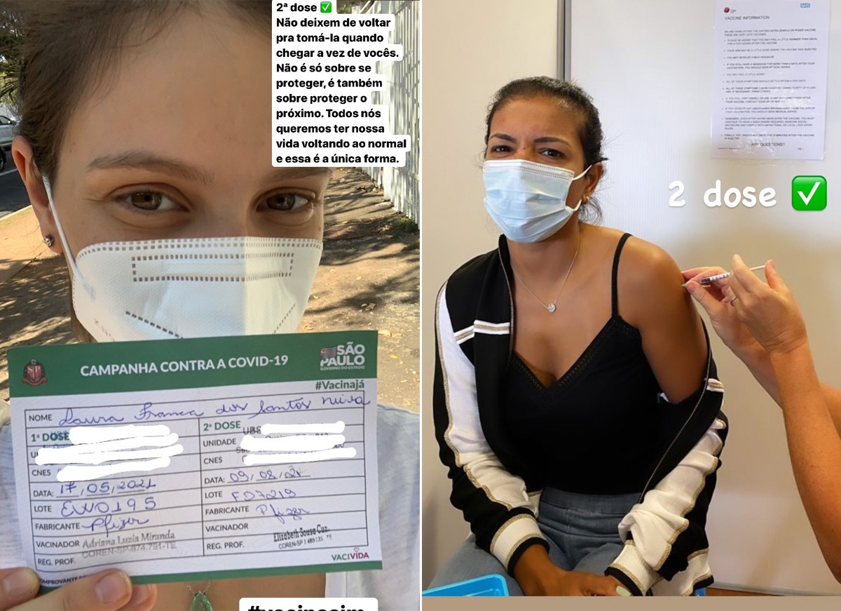 Laura Neiva e Belle Silva tomaram a segunda dose da vacina contra a Covid-19 (Foto: Reprodução / Instagram)