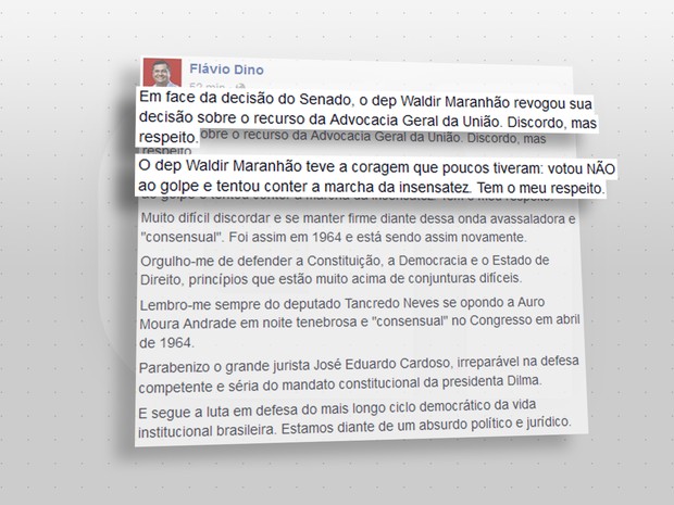 Flávio Dino discorda, mas respeita medida de Waldir Maranhão (Foto: G1)