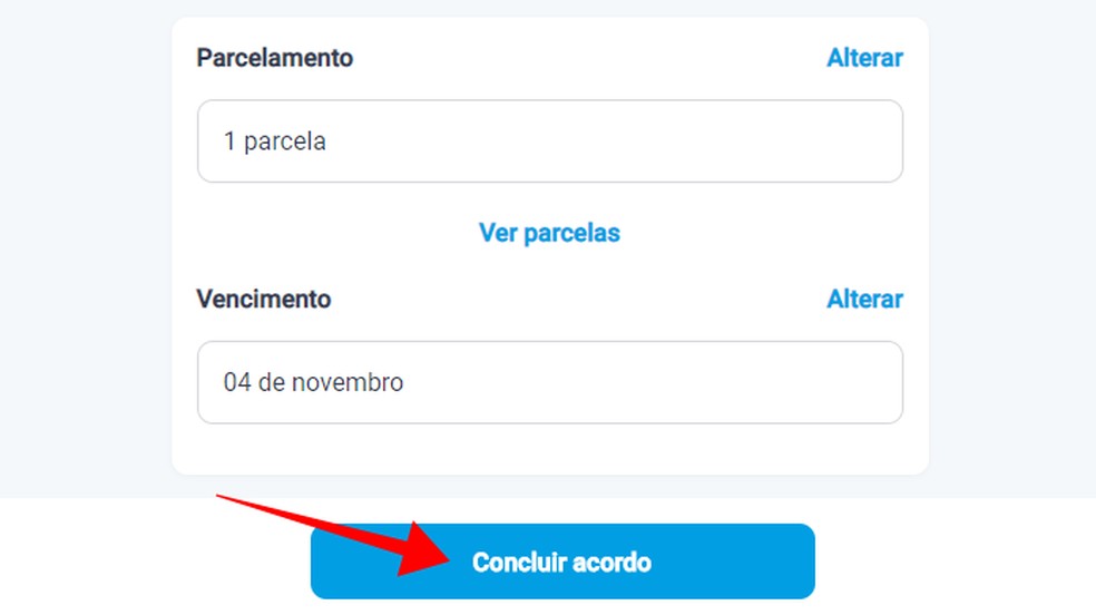 Revise os detalhes antes de concluir a negociação e gerar o boleto para pagamento — Foto: Reprodução/Paulo Alves