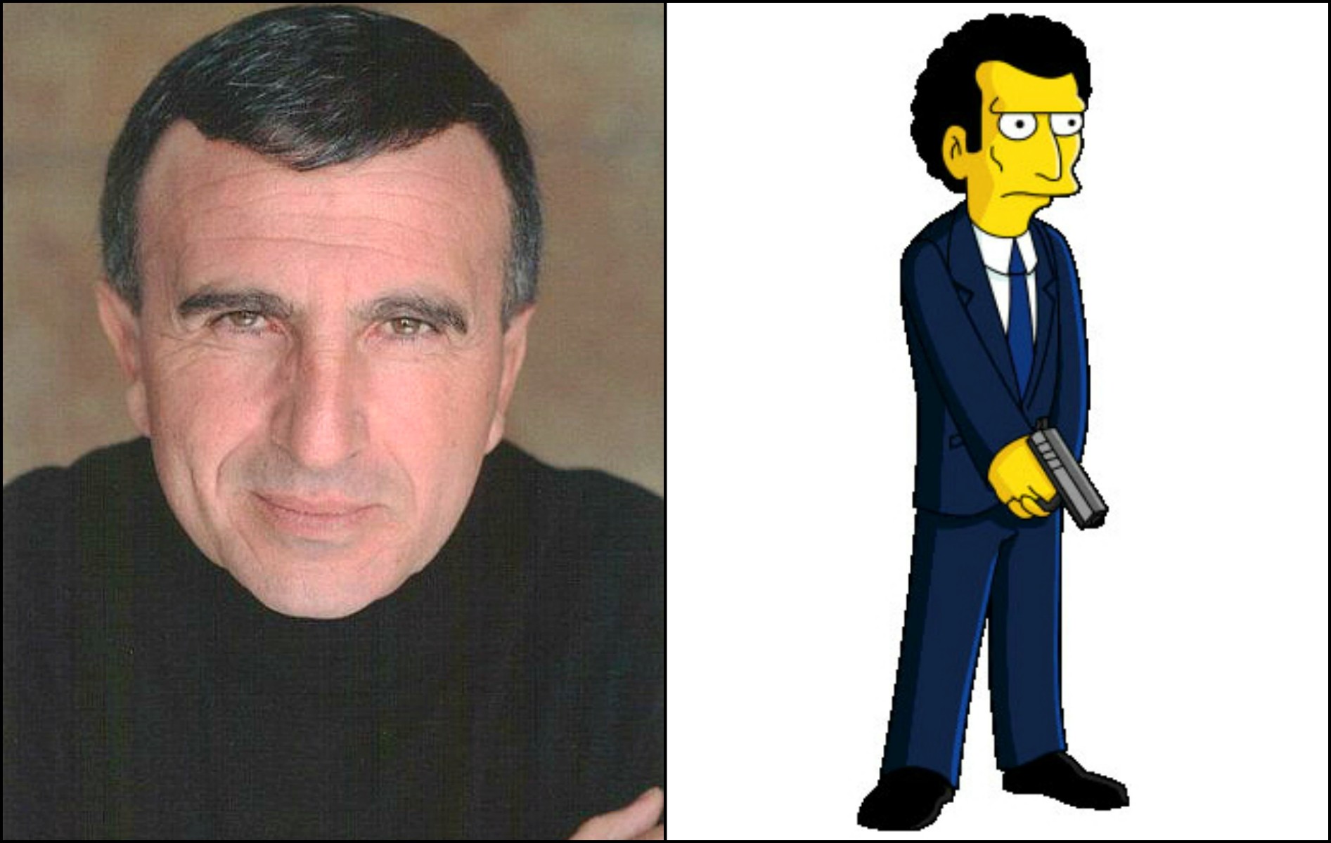 Frank Sivero e o personagem de 'Os Simpsons' supostamente inspirado no papel dele em 'Os Bons Companheiros'. (Foto: Divulgação e Reprodução)