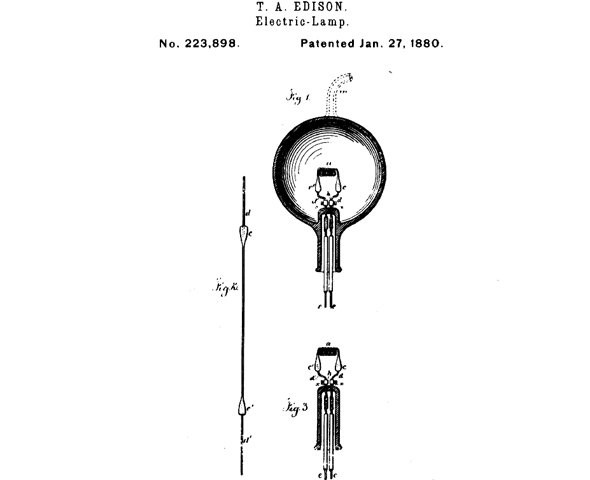 Patente da lâmpada de Thomas Edison (Foto: Google Patents)
