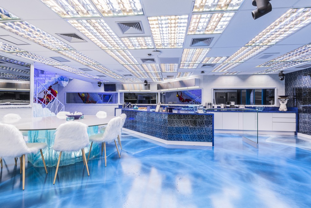 A cozinha do BBB20 tem como tema o quarto "Sibéria", do BBB14 — Foto: Globo/Victor Pollak