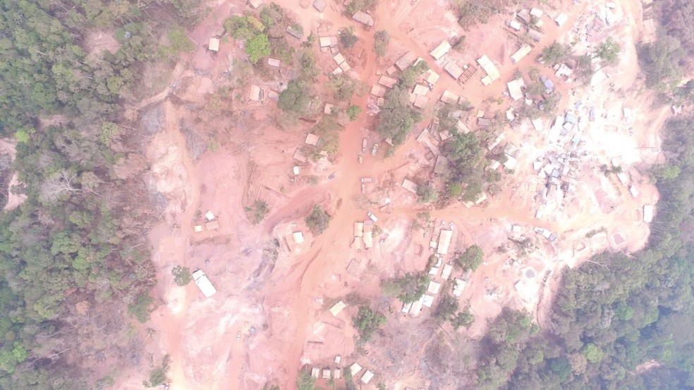 Garimpo visto do alto, em Aripuanã (MT) — Foto: Polícia Federal de Mato Grosso/Assessoria