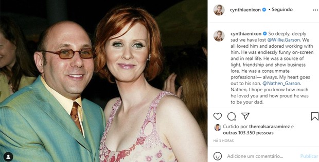 Cynthia Nixon lamenta morte de Willie Garson (Foto: Reprodução/Instagram)