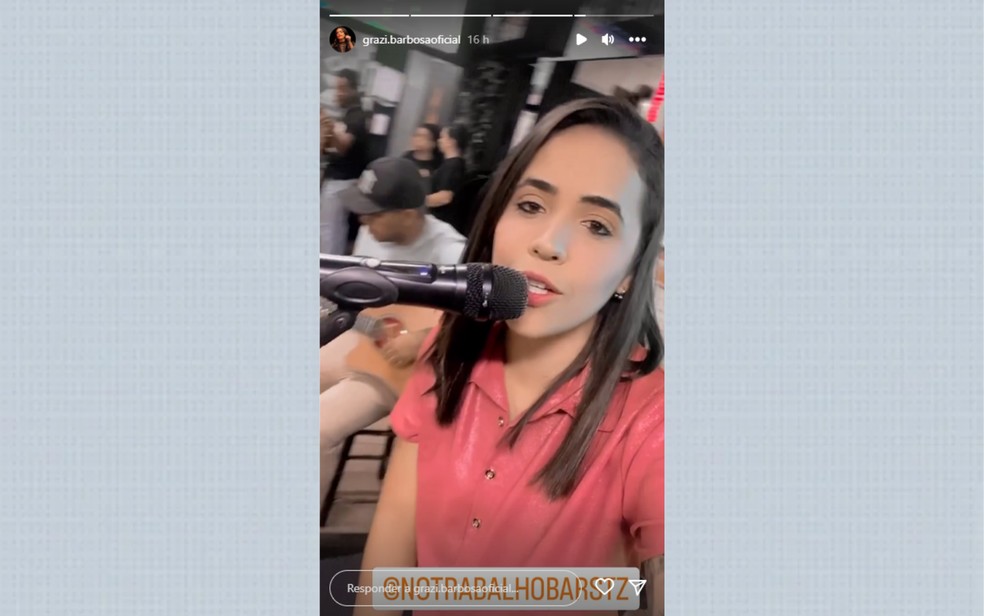 Grazi Barbosa chegou a publicar um vídeo em uma rede social durante apresentação em Sertãozinho, horas antes do acidente — Foto: Reprodução/Redes sociais