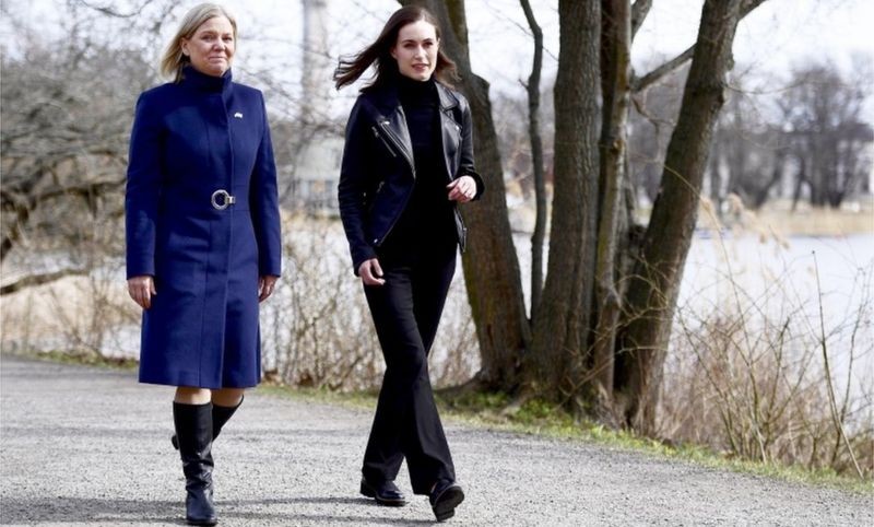 A decisão final será anunciada pelas duas primeiras-ministras: Magdalena Andersson da Suécia e Sanna Marin da Finlândia (Foto: EPA via BBC News)