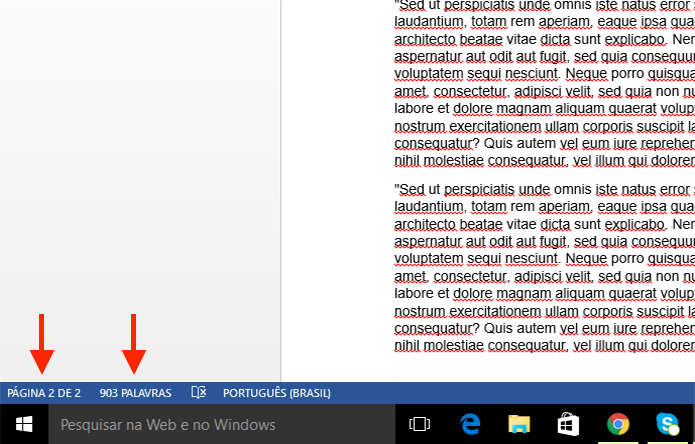 Contador de páginas e palavras do Microsoft Word (Foto: Reprodução/Marvin Costa)