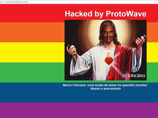 Página de Marco Feliciano na internet foi hackeada neste domingo (7) (Foto: Reprodução)